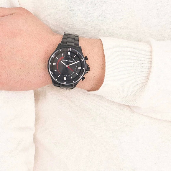 NIB Michael Kors Access Reid Hybrid Smartwatch With 45mm Black Bracelet mkt4015 - Picture 4 of 6